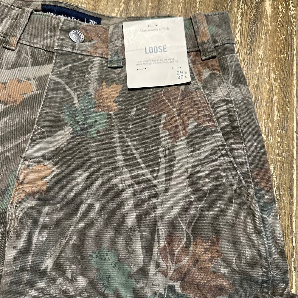 Abercrombie Loose Fit Camo Carpernter Workwear Canvas Pants 29W x 32L (30W x 31) - Picture 4 of 15